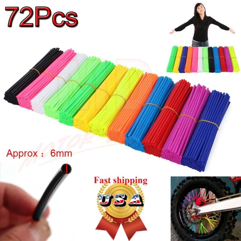 72PCS Spoke Skins Covers for Dirt Bike Wheel Rim Guard Protector