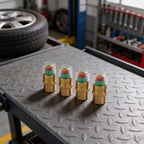 Set of 4 Tire Valve Stem Covers for Universal Use (24 BAR Pressure Indicator)