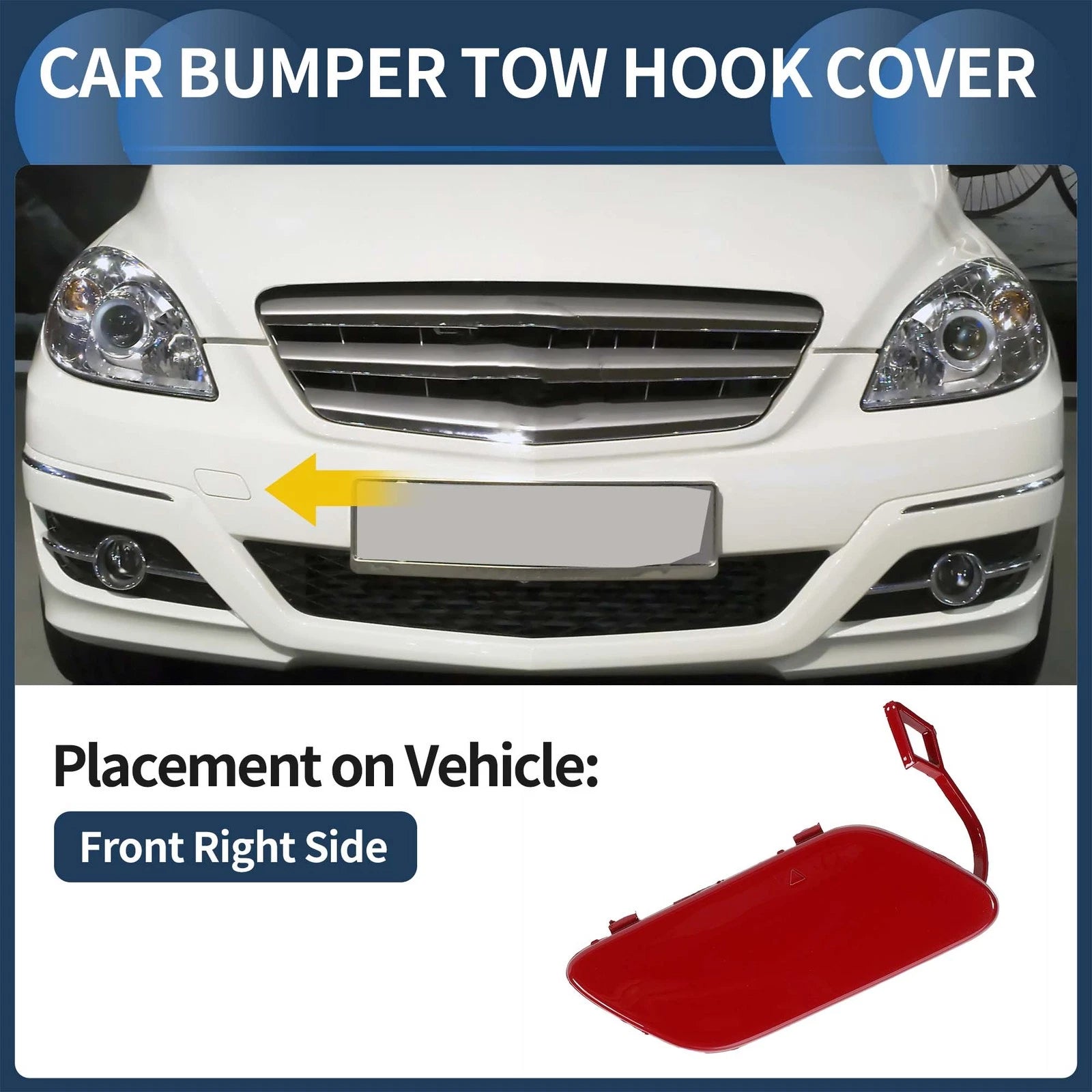 Front Bumper Tow Hook Cover for Mercedes-Benz B-Class (2005–2012) No.A1698851522 Jupiter Red