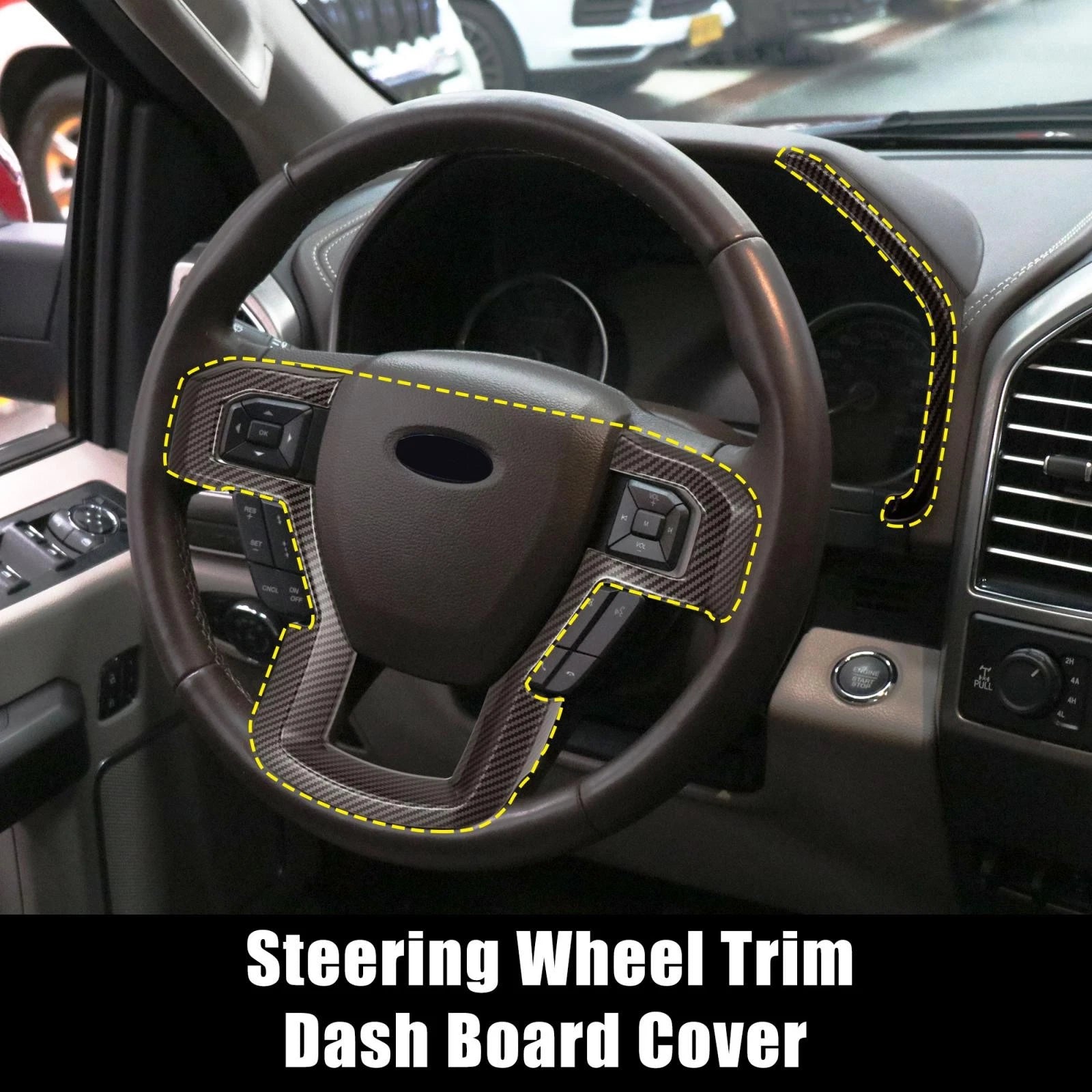 Set of 4 Dashboard Steering Wheel Panel Trim Stickers for Ford F-150 (2015–2019)