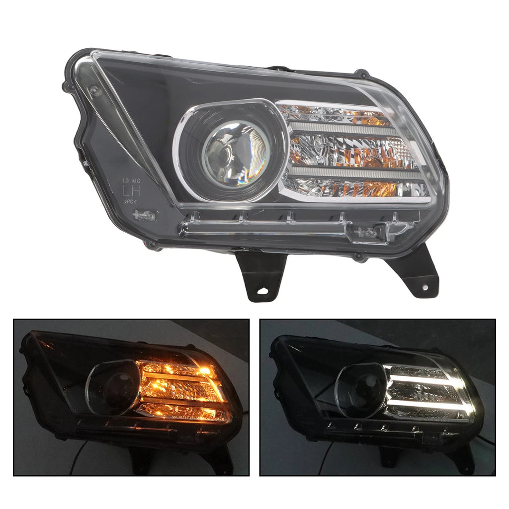 Headlight Pair for Ford Mustang (2013–2014) Black Projector w/LED DRL HID/Xenon
