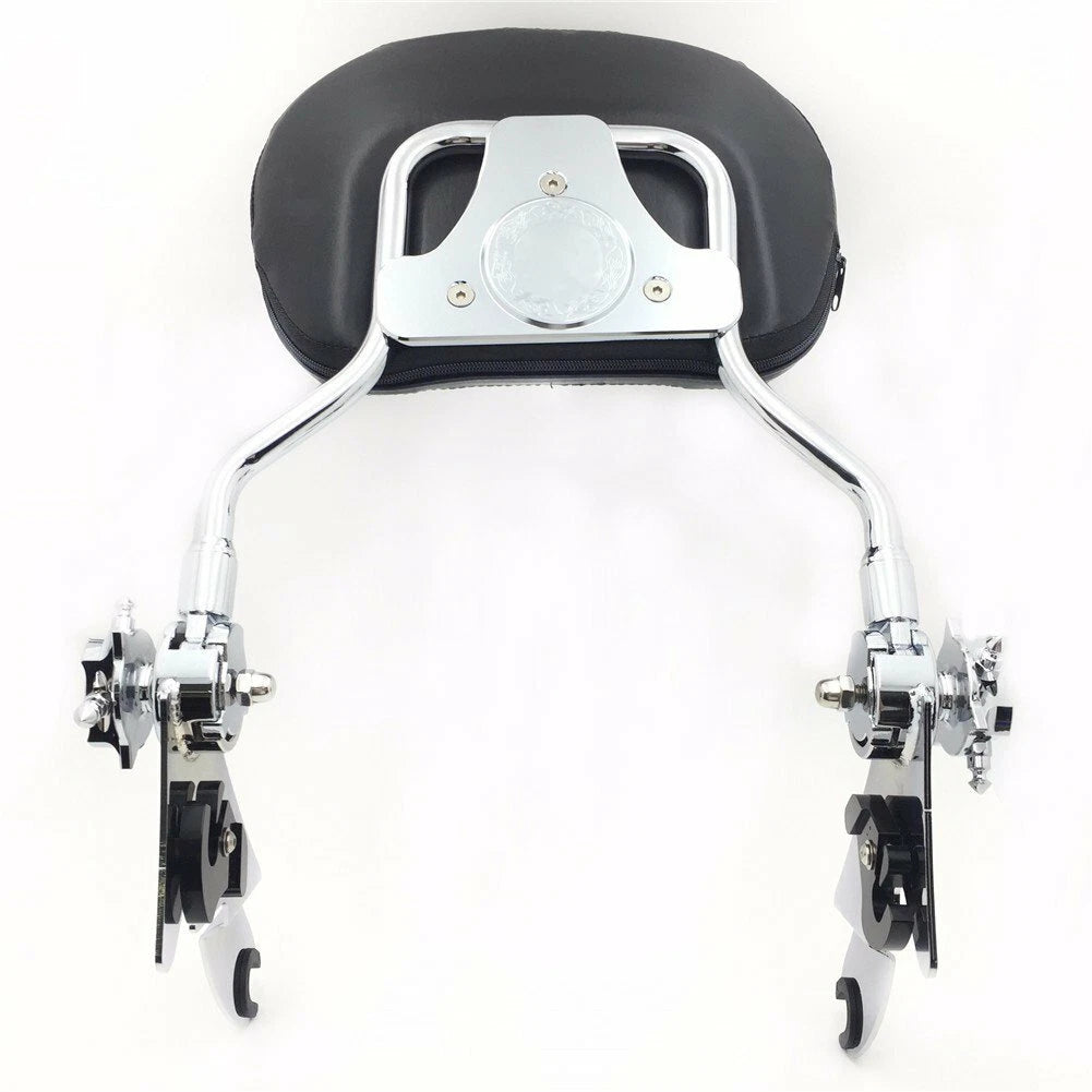 Adjustable Skull Backrest Sissy Bar w/ Pad for Harley FLHR FLHX (2007–2015) Chrome