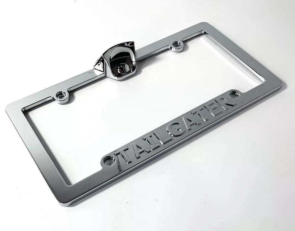 Chrome Tailgate License Plate Frame W Bottle Opener for Chevy Silverado (2019–2024)