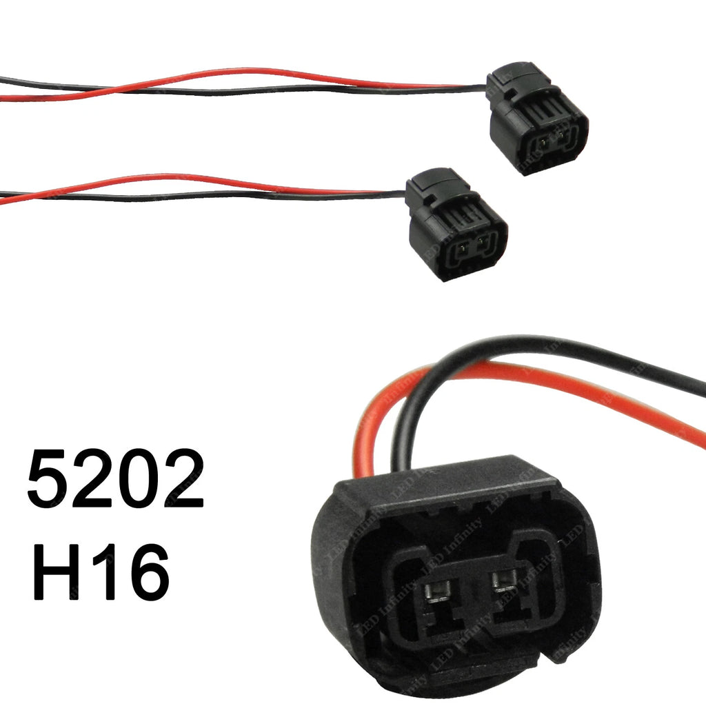 H16 PS24W Bulbs Connector for 5202 Fog Light Wiring Pigtail Harness (-)