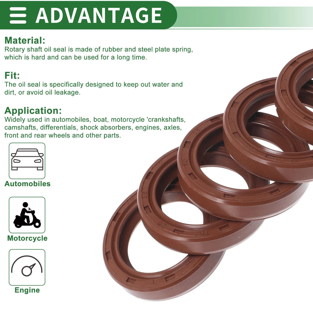 Set of 5 Oil Seal Rotary Shaft Seal FKM Rubber 25x35x7mm