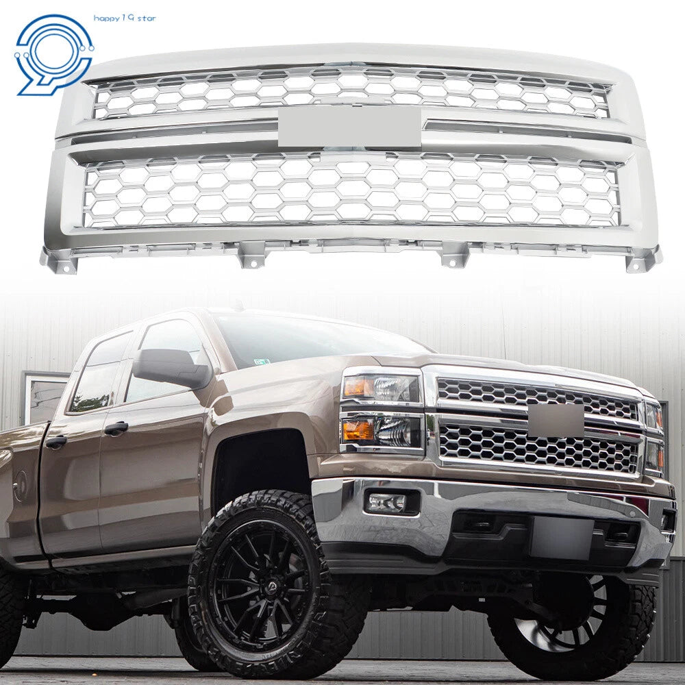 Front Grille for Chevrolet Silverado 1500 (2014–2015) Chrome 23259624