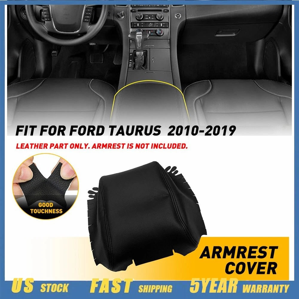 Leather Center Console Lid Armrest Cover Trim for Ford Taurus (2010–2019)