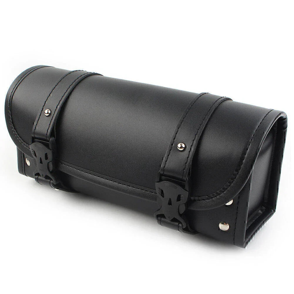 Universal Black PU Leather Motorcycle Side Saddle Bags for Storage