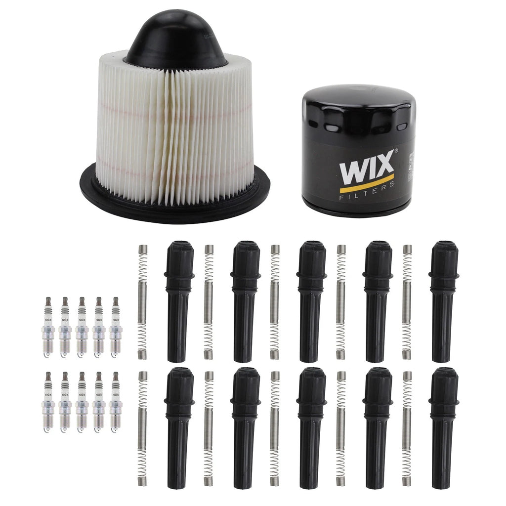 Tune Up Kit with NGK 10 Spark Plugs & Coil Boot for E-350 F-250 F-350 (1999–2010)