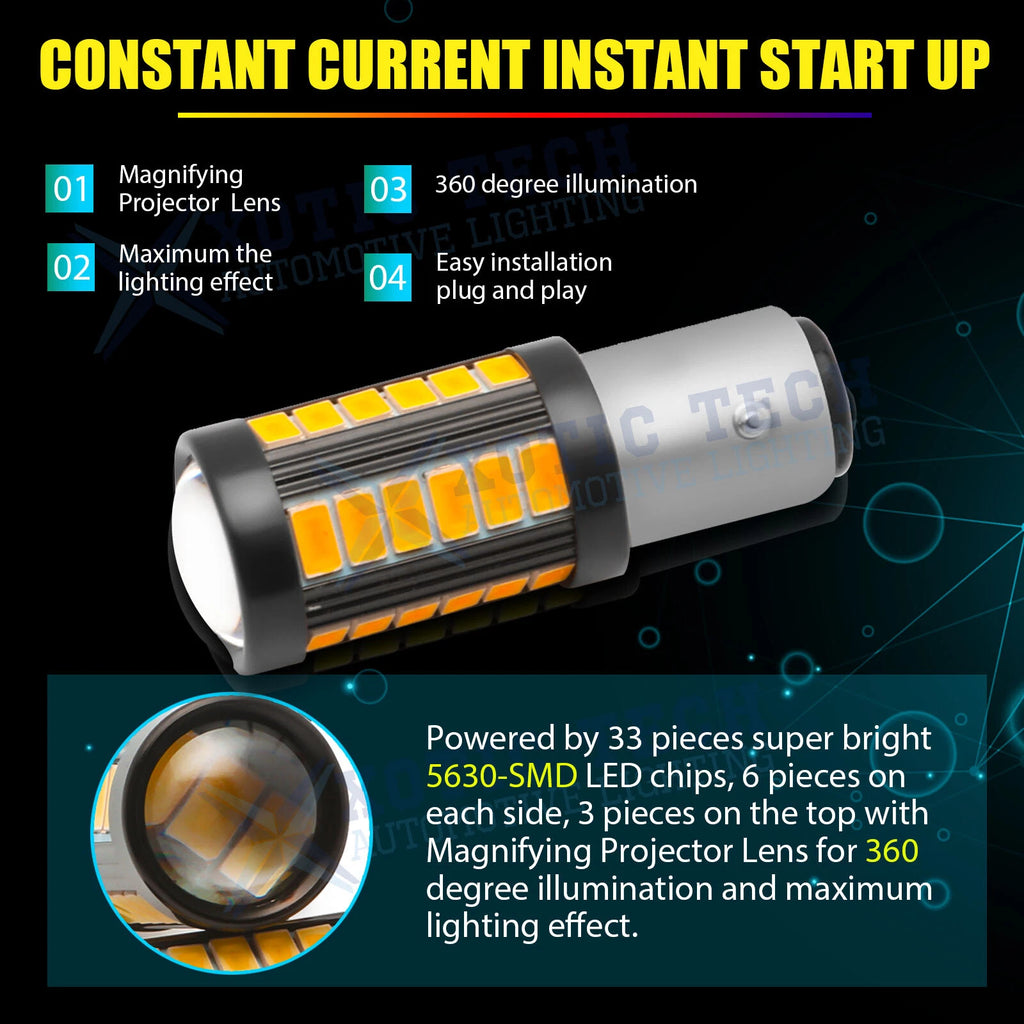 LED 1157 Turn Signal Marker Parking Light Bulb for Amber 2-Pack (-)