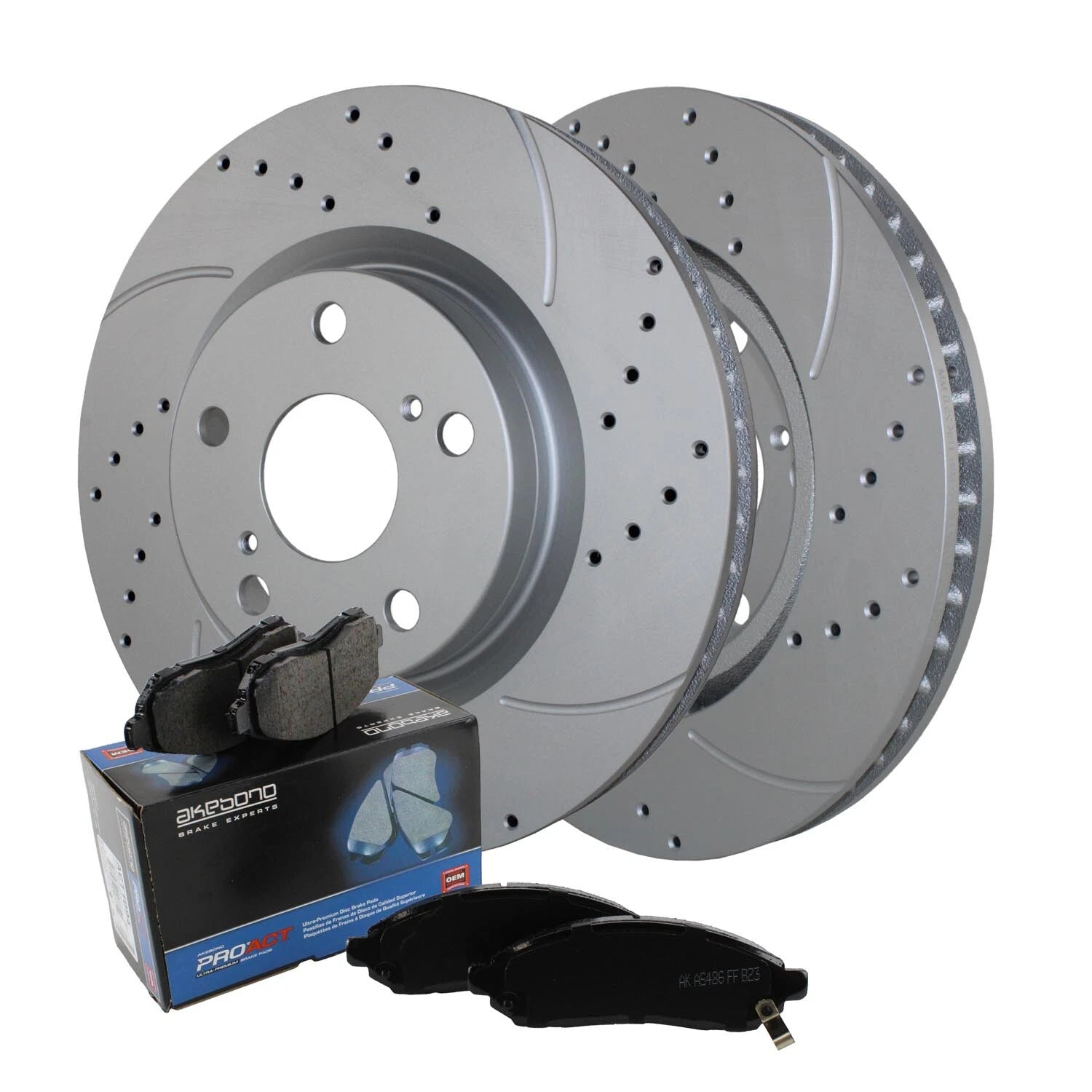 Front Brake Kit 296mm Drilled Rotors & Akebono Ceramic Pads for ES350, Avalon, Camry (2007–2019)