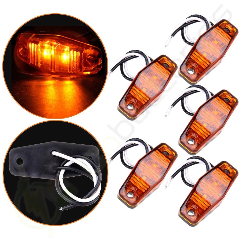 Pack of 5 Amber 2 Diodes Clearance Lamp for Trailer (Surface Mount)