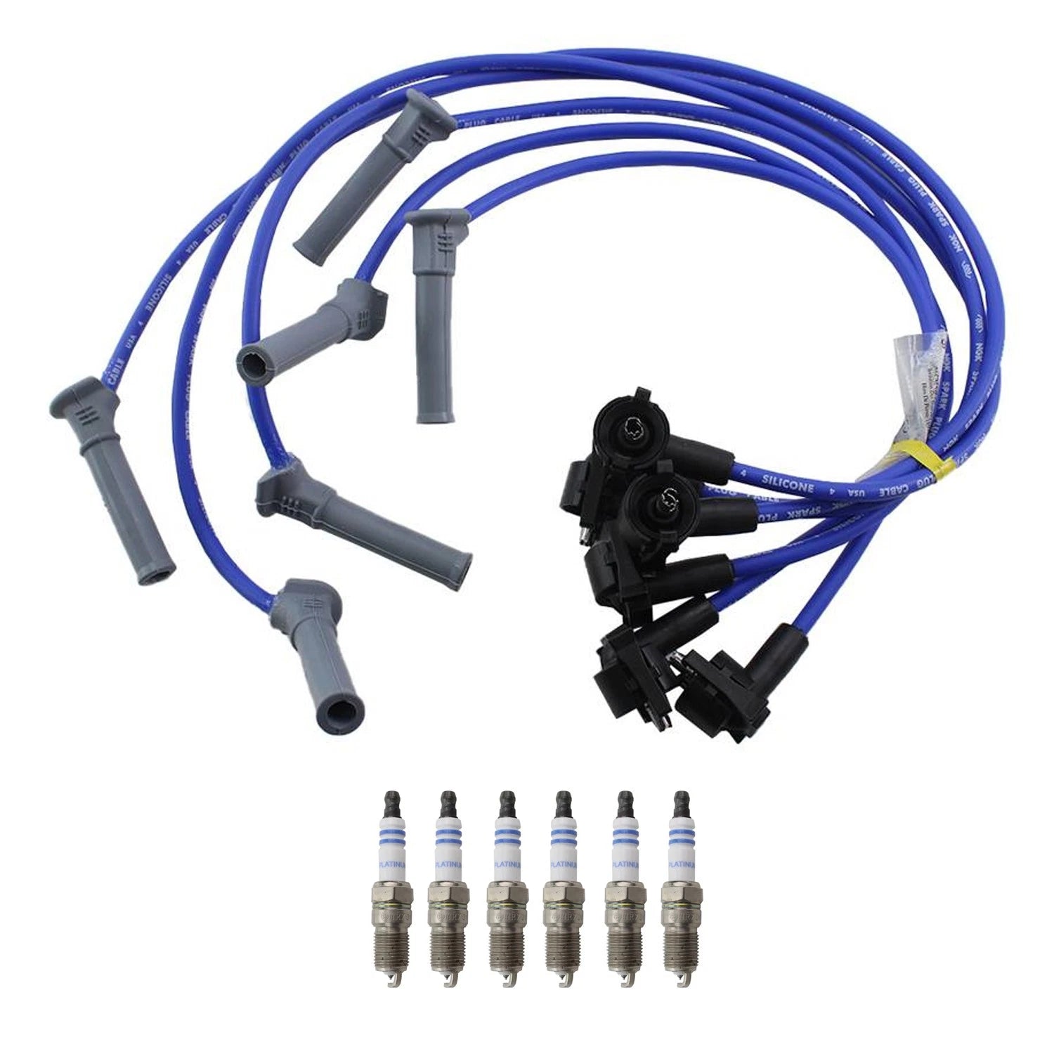NGK Wire Set & Bosch 6 Platinum Spark Plugs for Ford Explorer Sport Ranger (1991–2001)