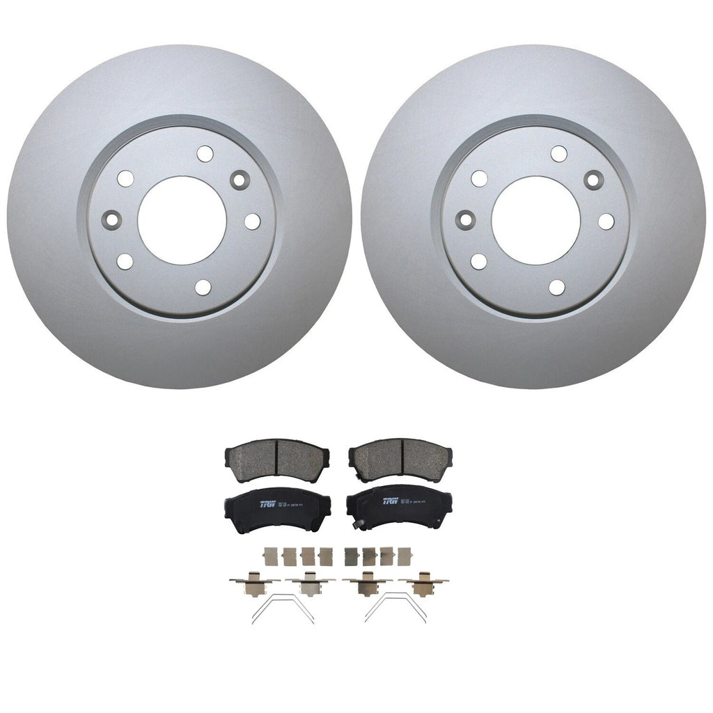 Front Brake Kit Set of 4 Coated Disc Rotors & TRW Pro Ceramic Pads for Mazda 6 (2002–2023)