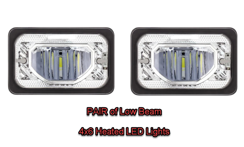 Heated LED Headlights Pair for UltraLit 4x6 Glass Lens (Universal)