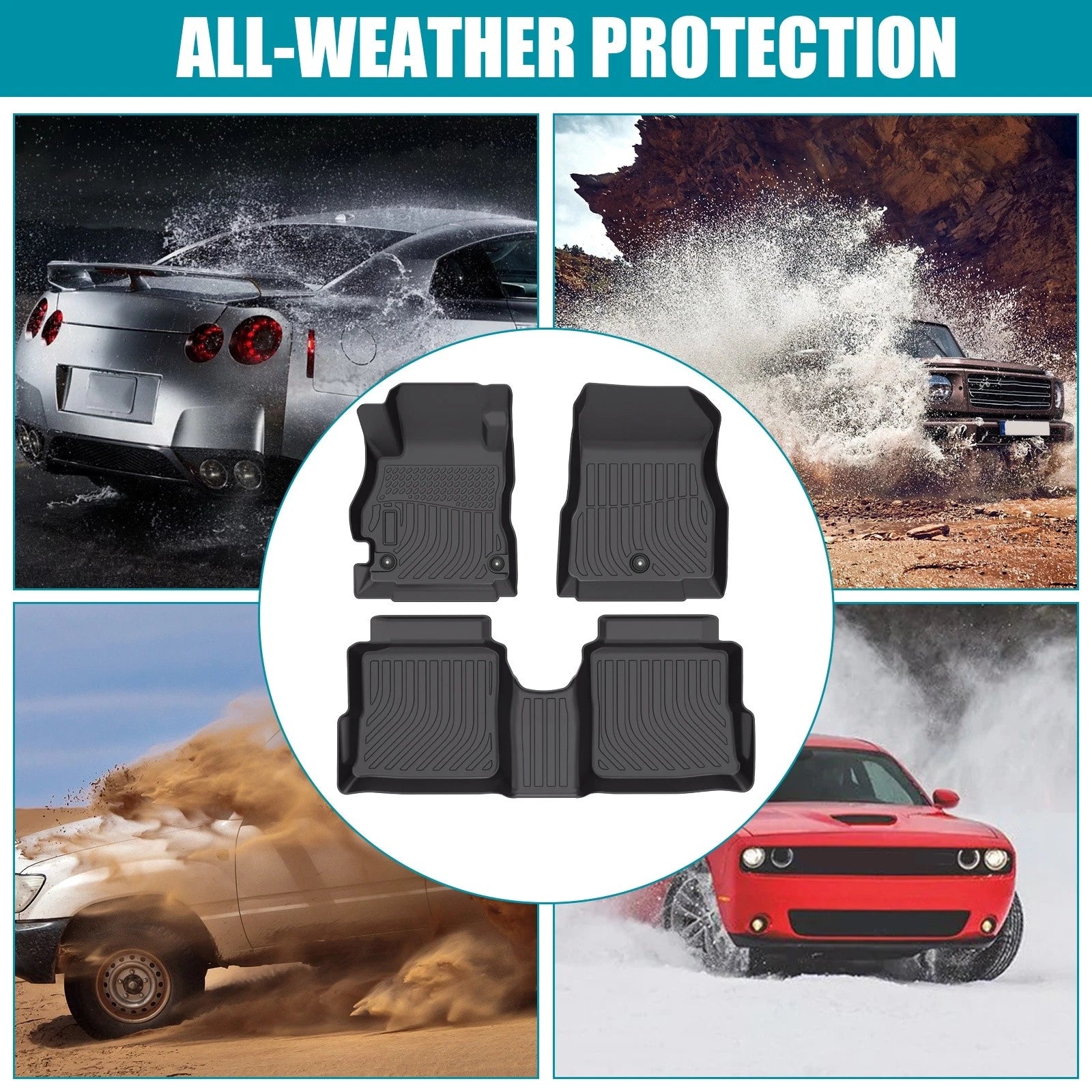 Set of 2 Floor Liners for Nissan Versa (2020–2024) TPE Rubber All Weather