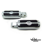 Chrome Gear Skull Footpegs for Yamaha Road Star Warrior (2002–2009)