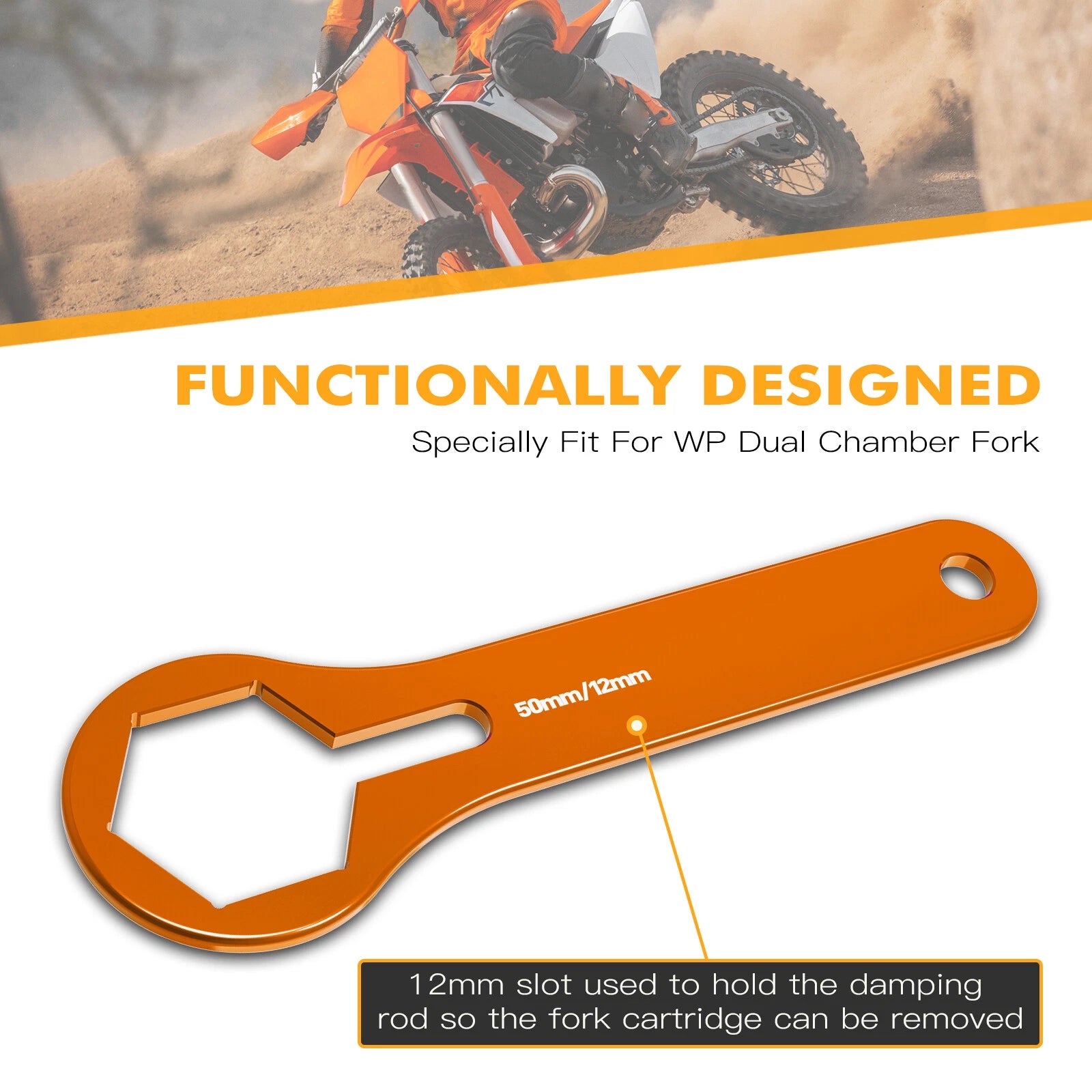 Fork Cap Wrench Removal Tool Anodized for KTM 125-450 SX/SXF/XC/XCF (2007–2022)