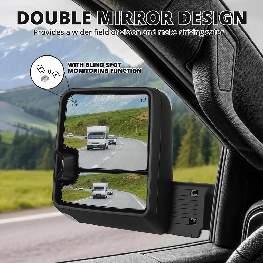 Chrome Tow Mirrors for Chevy Silverado 1500 LTD (2019–2025) w/ Blind Spot Monitoring
