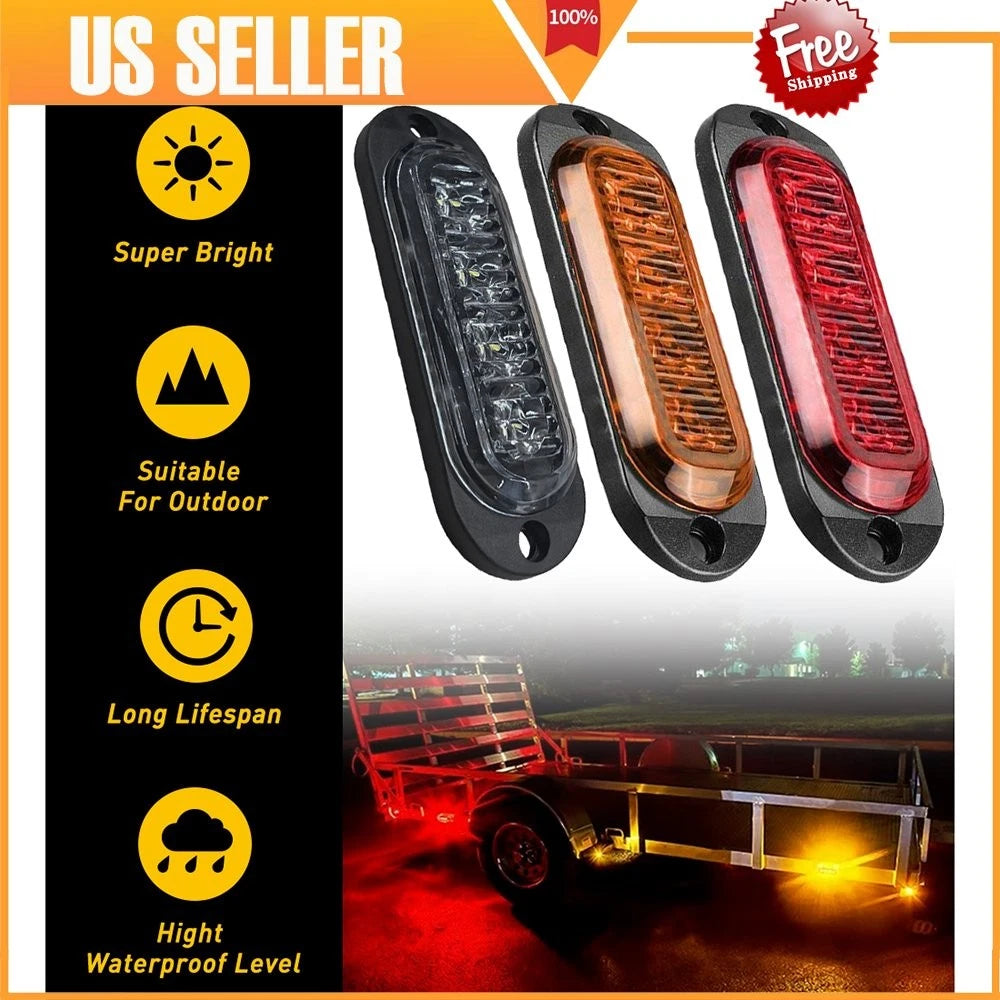 4X Amber Red LED Side Marker Lights for RV Truck Trailer