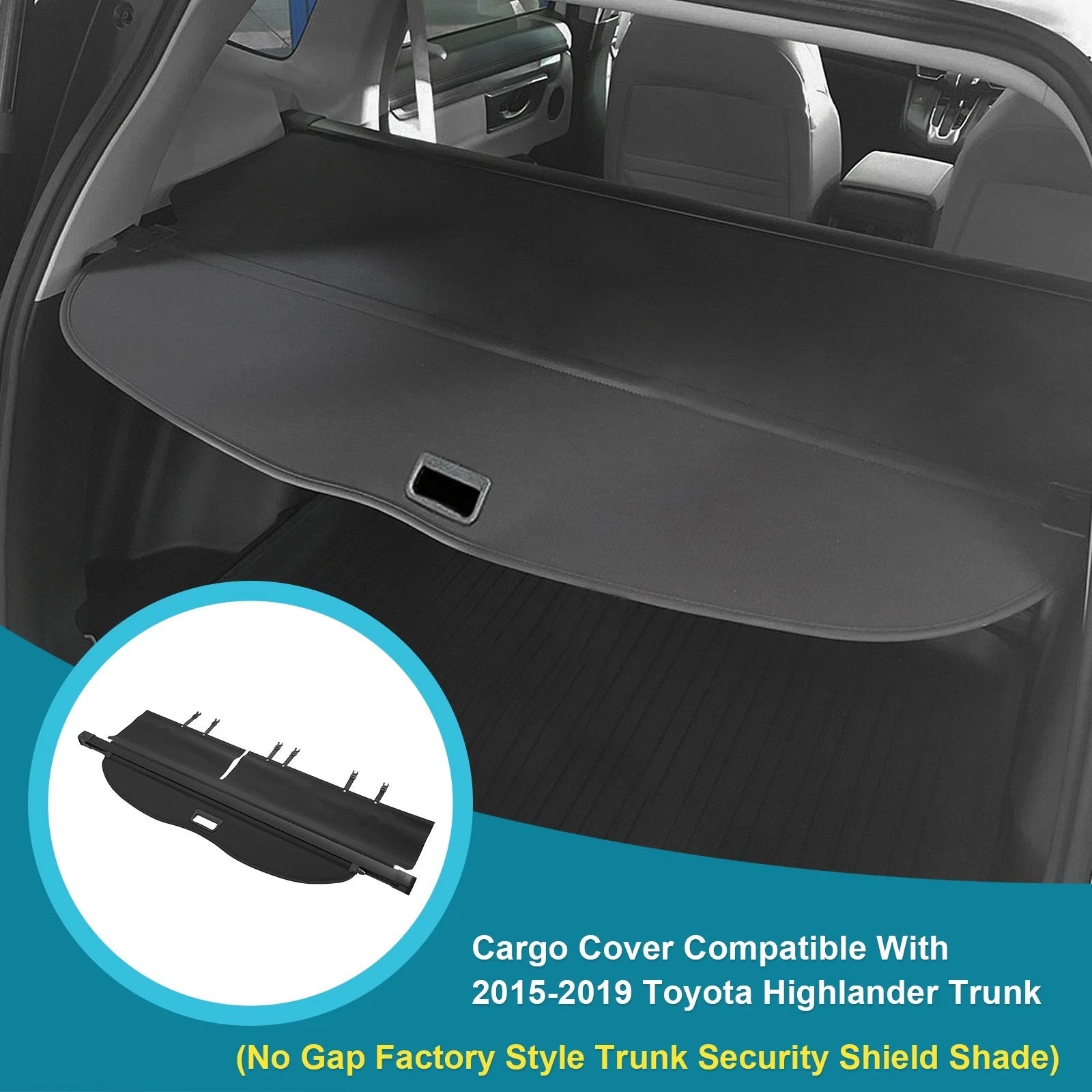 Retractable Rear Trunk Cargo Cover for Toyota Highlander (2014–2019)