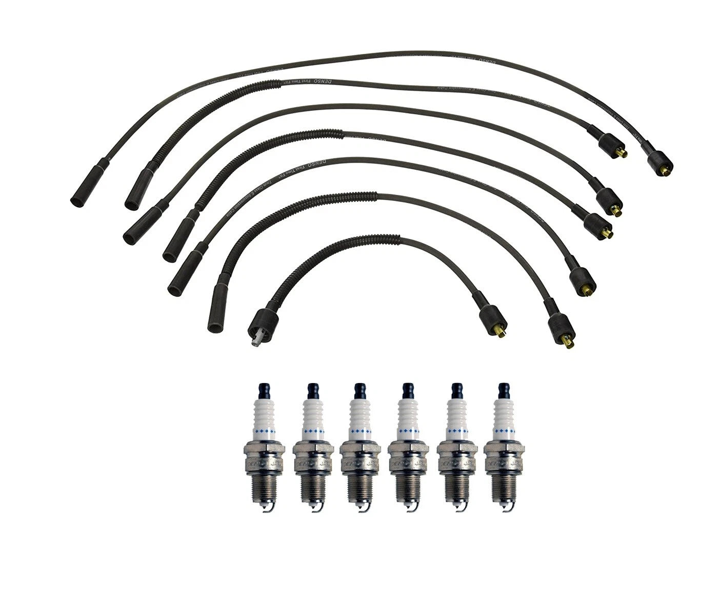 Denso 7mm Wire Set & 6 Double Platinum Spark Plugs for Dodge 3.9L V6