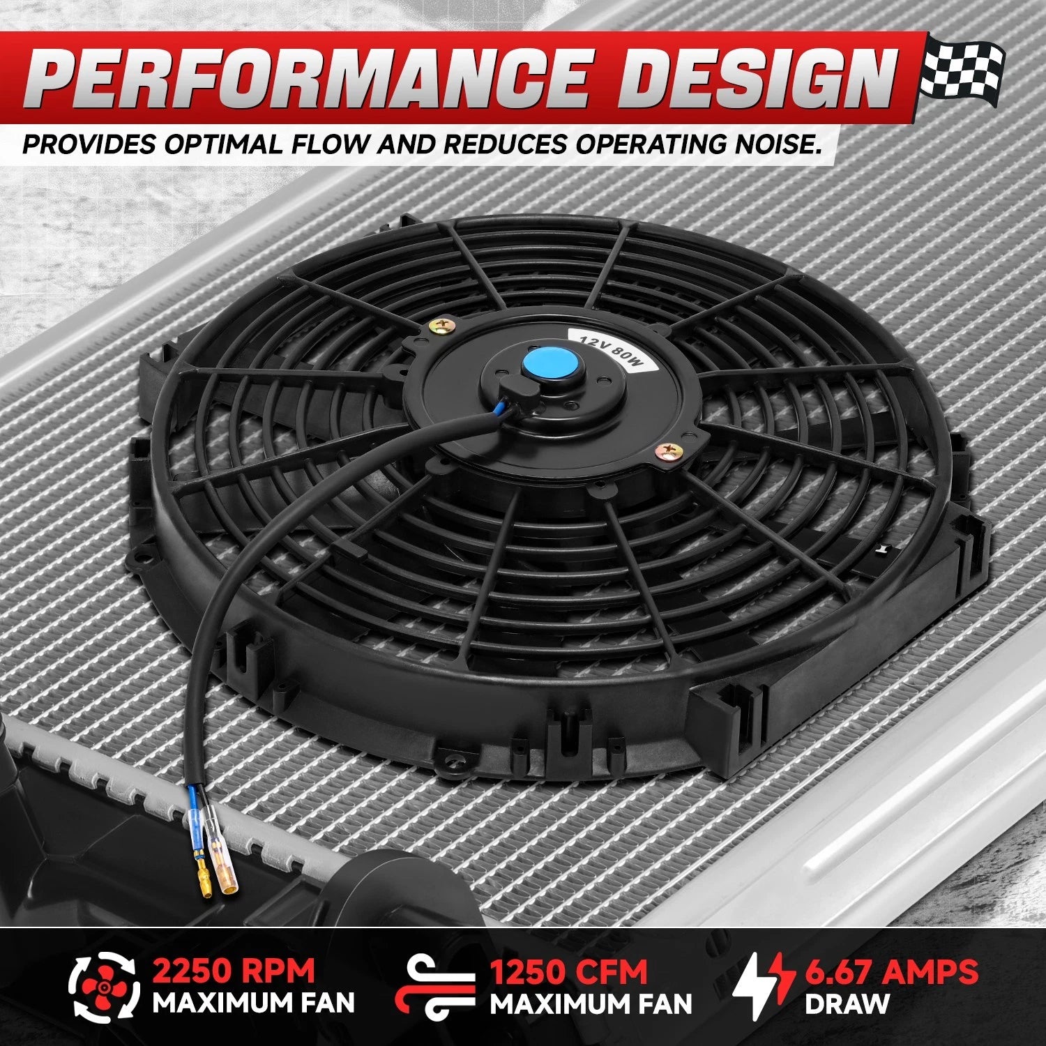 Dual Row Aluminum Chrome Radiator with 10" Black Cooling Fans for MT/Manual