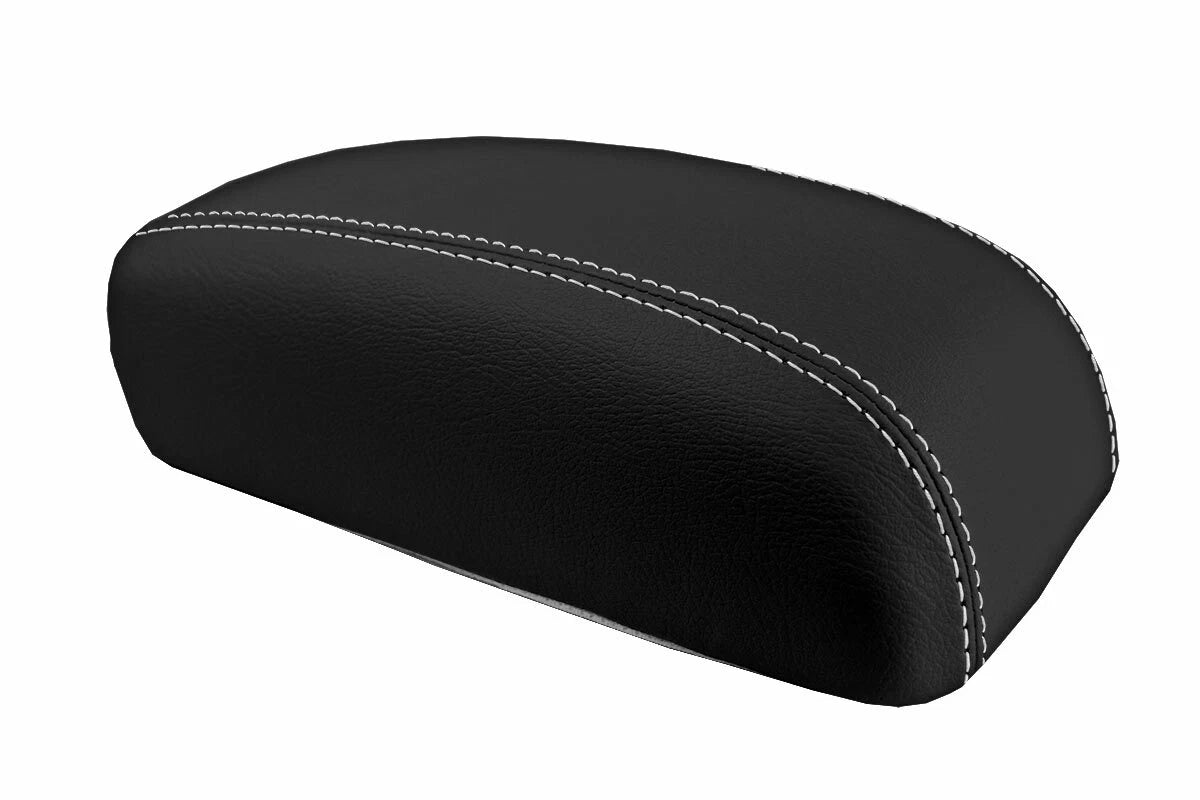 Leather Console Lid Armrest Cover for Hyundai Elantra (2007–2010) White Stitch