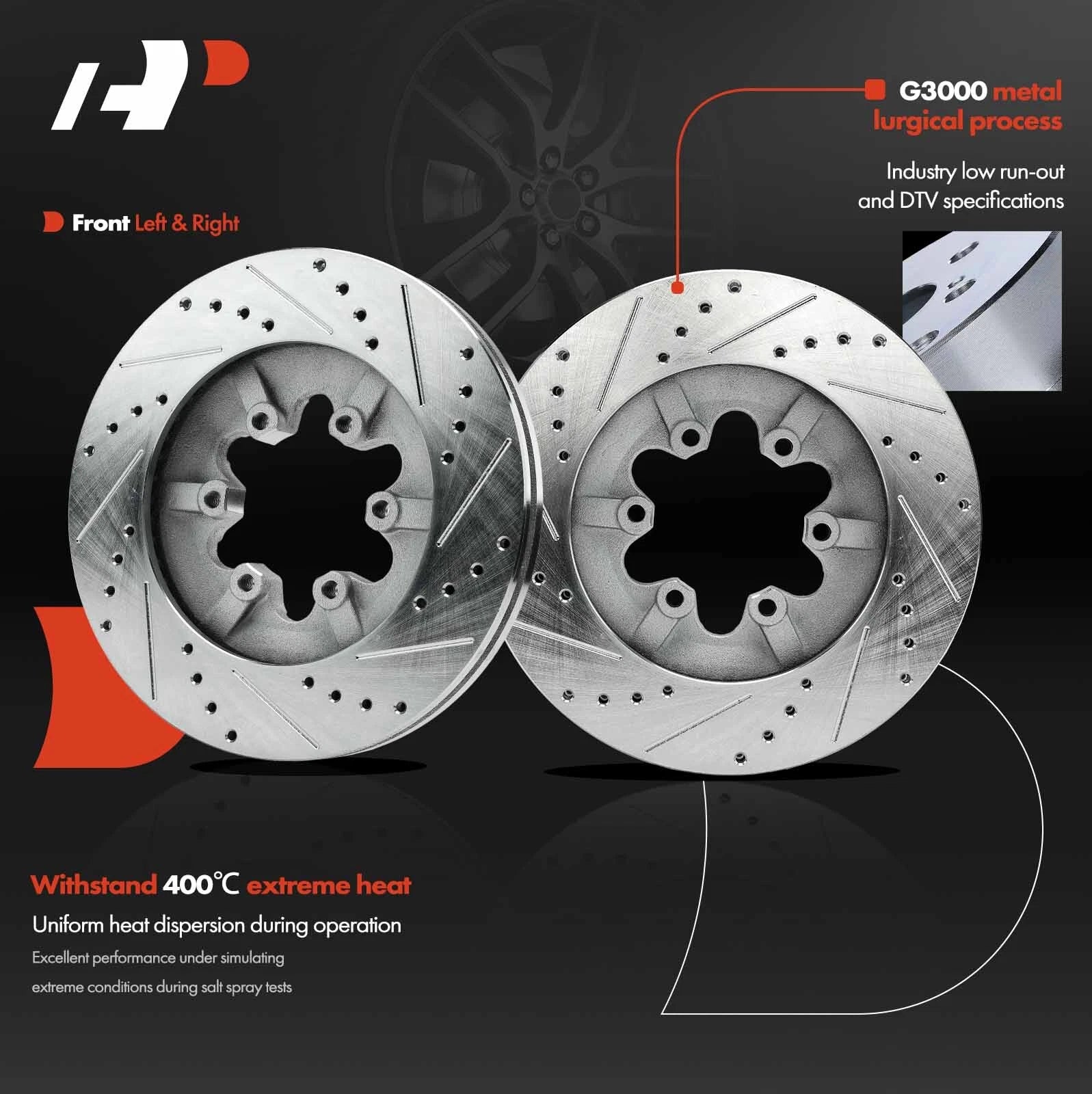 Front Side Drilled Brake Rotors for Chevy Colorado GMC Canyon (2009–2012)