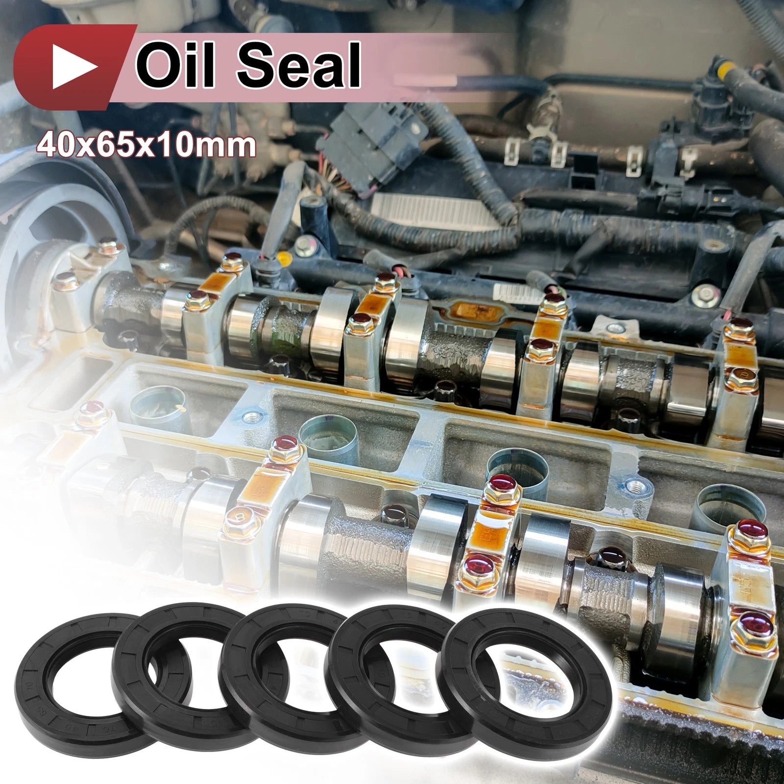 Set of 5 Rotary Shaft Oil Seals 40x65x10mm Nitrile Rubber