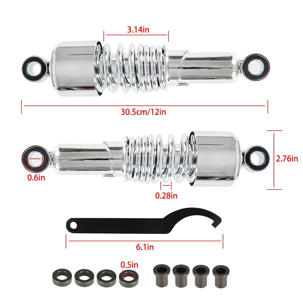 Set of 2 Rear Shock Absorbers for Universal Motorcycle (10.5")