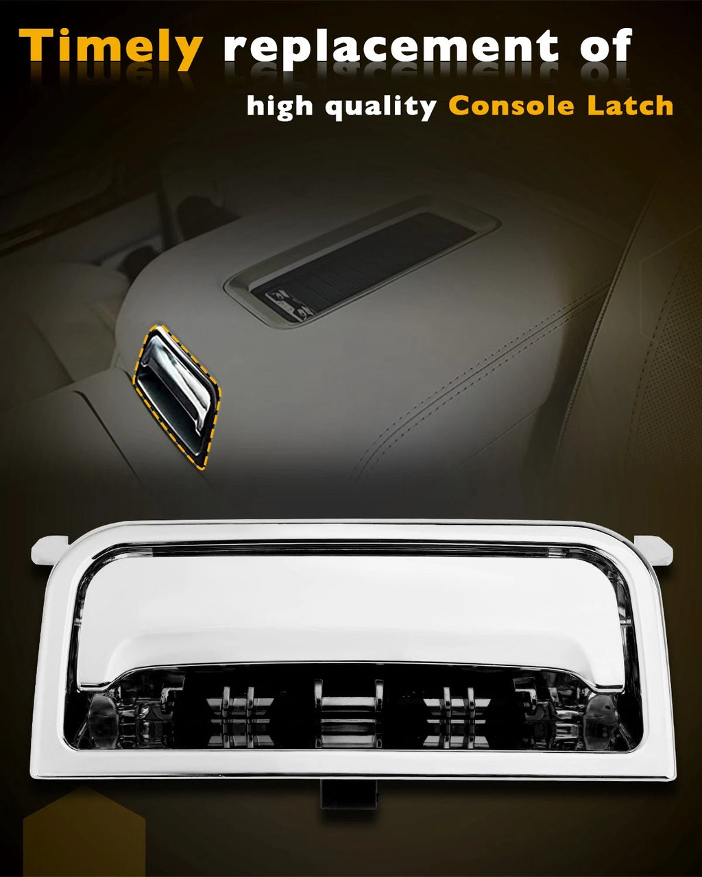Chrome Center Console Cover Latch for Chevy Silverado GMC Sierra (2014-2020)