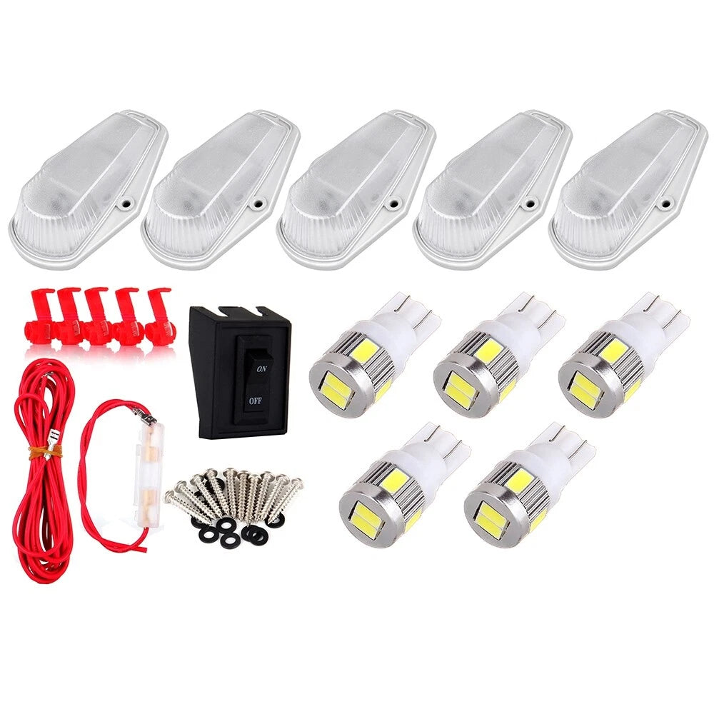 Set of 5 Clear Lens 6SMD White LED Cab Marker Lights for Ford F-250