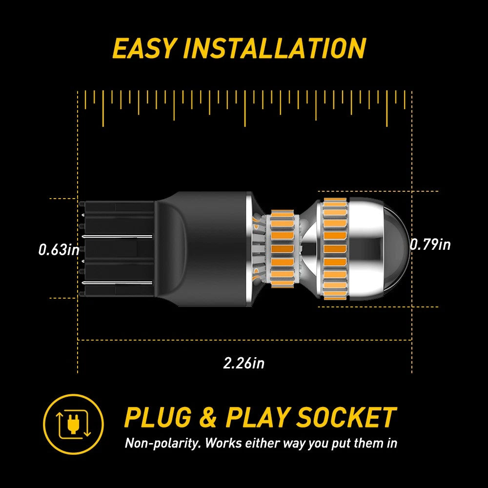 2X 7443 7440 LED Amber Turn Signal Parking Bulbs for Universal (2010–2023)