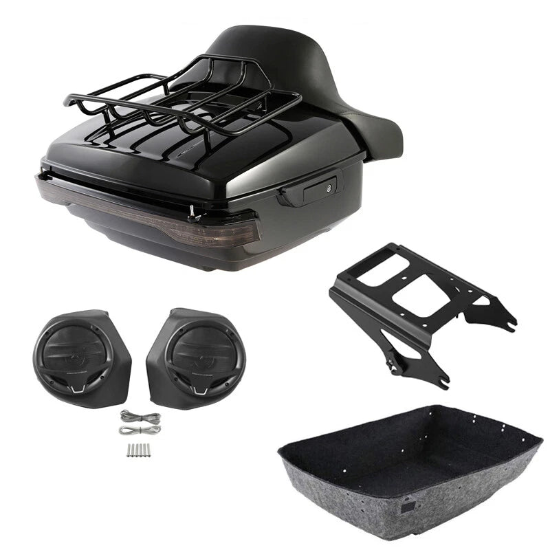 LED Backrest Mount Rack Speakers for Harley Touring (2009–2013)