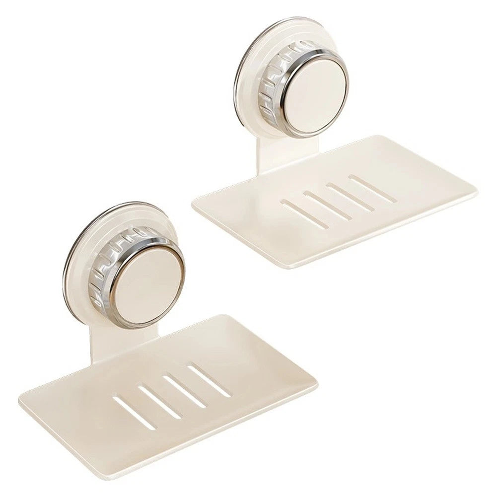 2X Suction Cup Soap Holder Wall Mounted Storage Shelf for Bathroom