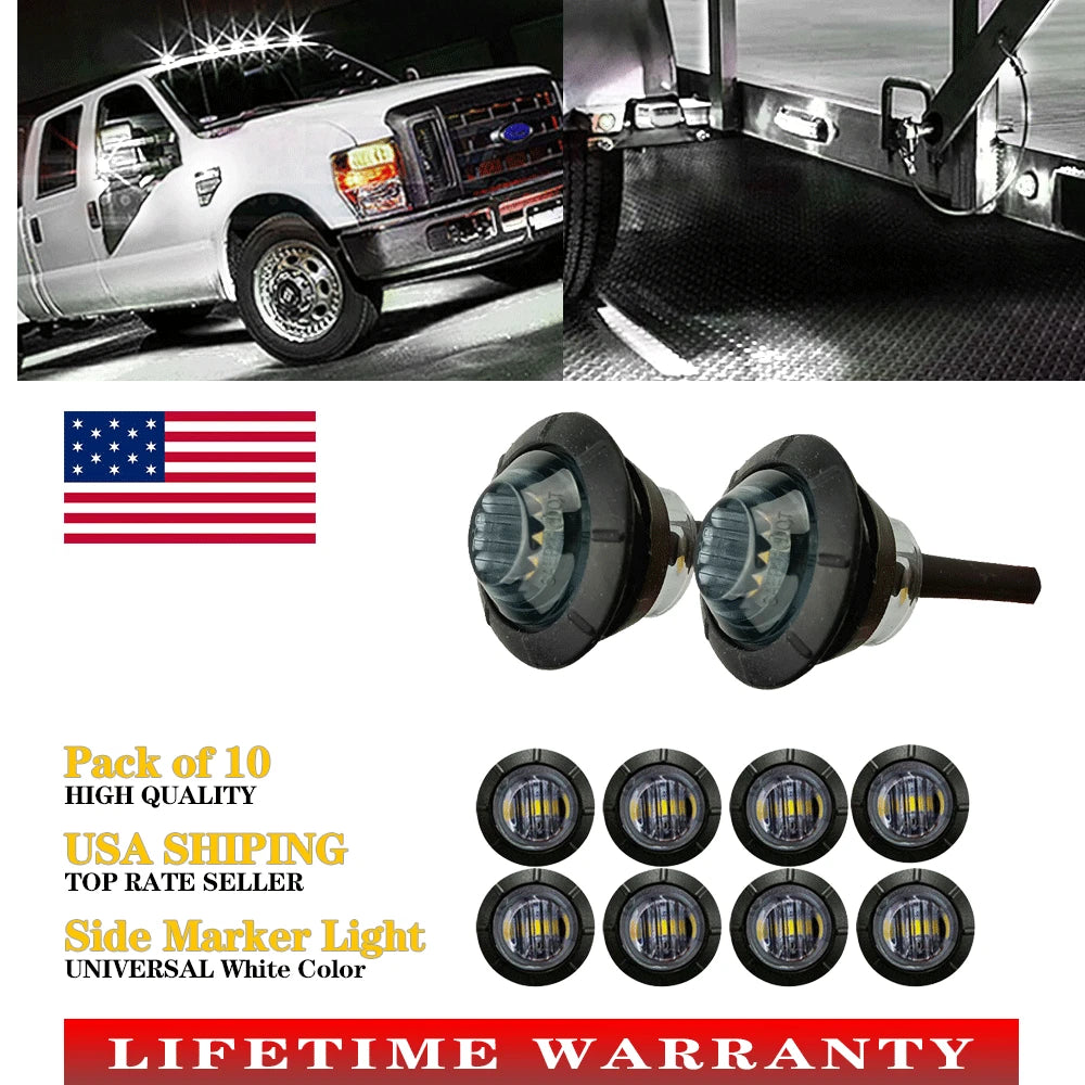 Smoked LED Round Side Marker Lights for Truck Trailer (3/4")