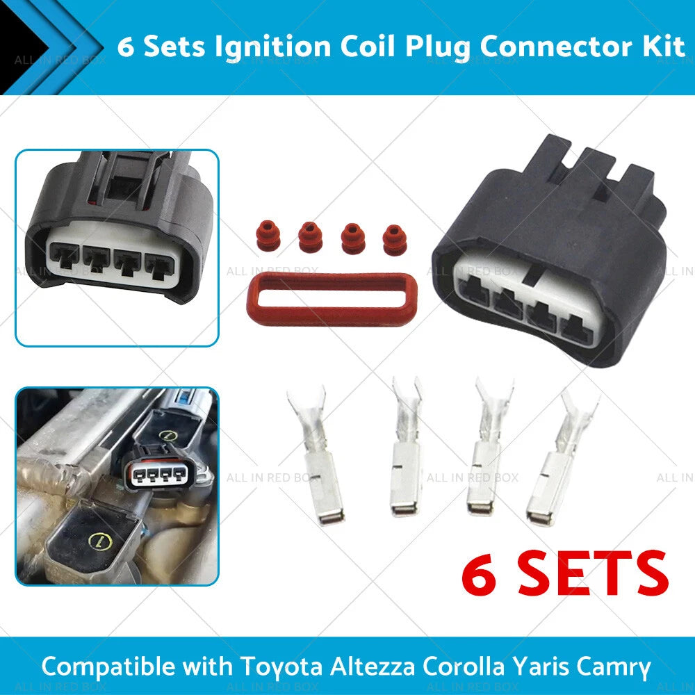 Set of 6 Ignition Coil Plug Connector Kit for Toyota Yaris (2006–2011) 90980-11885