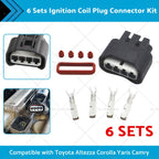 Set of 6 Ignition Coil Plug Connector Kit for Toyota Yaris (2006–2011) 90980-11885