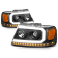 LED DRL Sequential Turn Signal Projector Headlights for F150 (2004–2008)