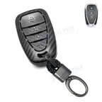 Matte Black Carbon Fiber Style Keyless Entry Key Holder Chain for Chevy (—)