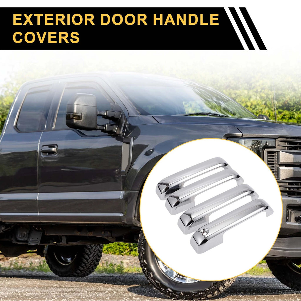 Set of 4 Door Handle Covers for Ford F-150 (2015–2020) Silver Tone