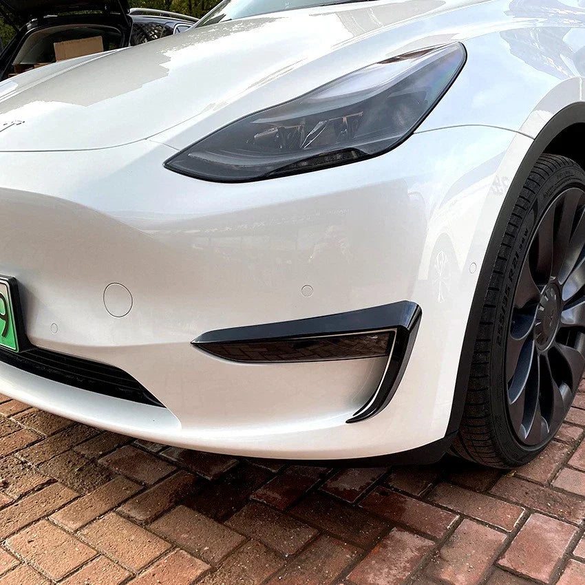 Black Front Bumper Side Canards Covers Trims for Tesla Model Y (2020–2024)