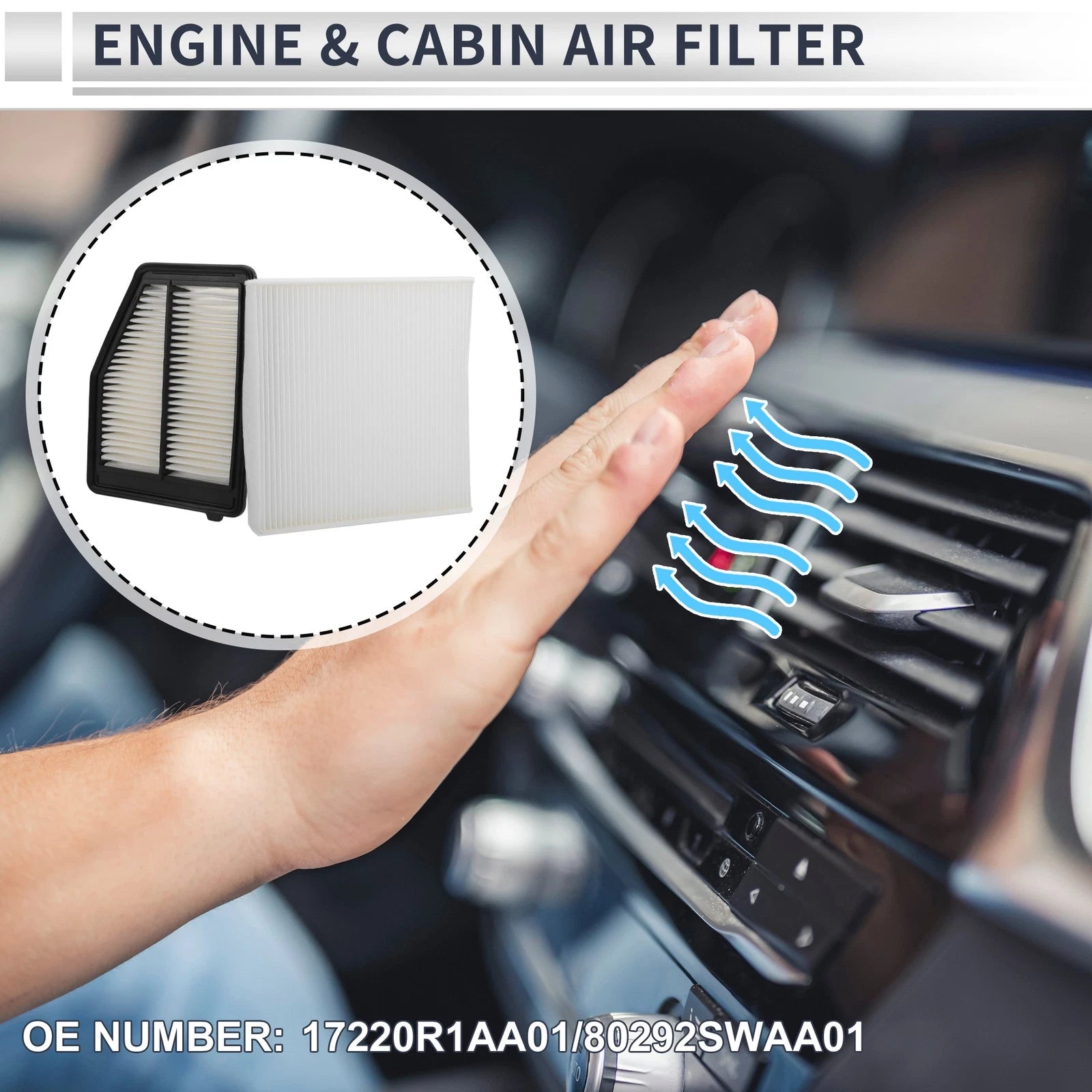 Engine Cabin Air Filter Combo No. 17220R1AA01 for Honda Civic 1.8L (2012–2015)