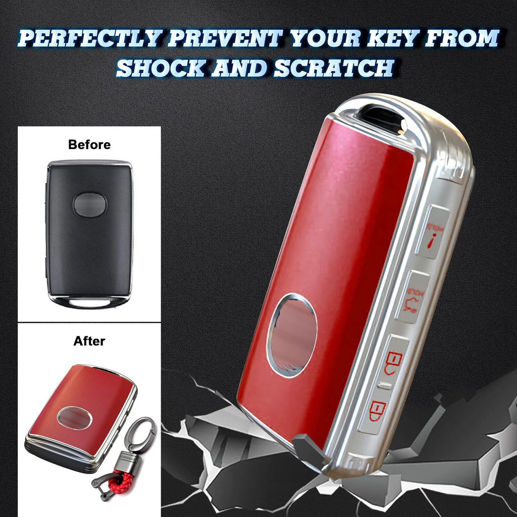 TPU Sand Leather Smart Key Shell with Keychain for Mazda (2014-2025)