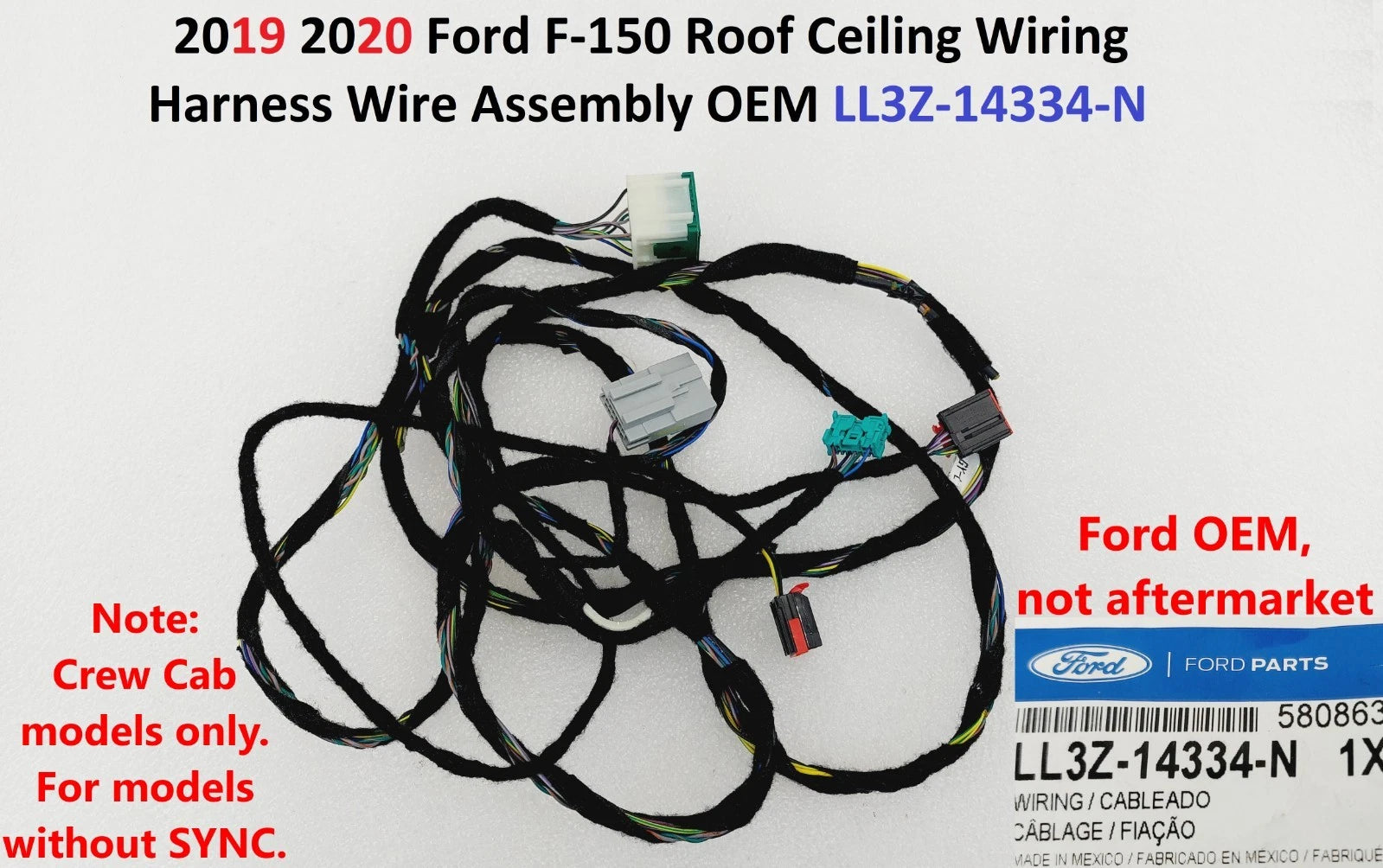 Roof Ceiling Wiring Harness for Ford F150 Crew Cab (2019–2020) LL3Z-14334-N