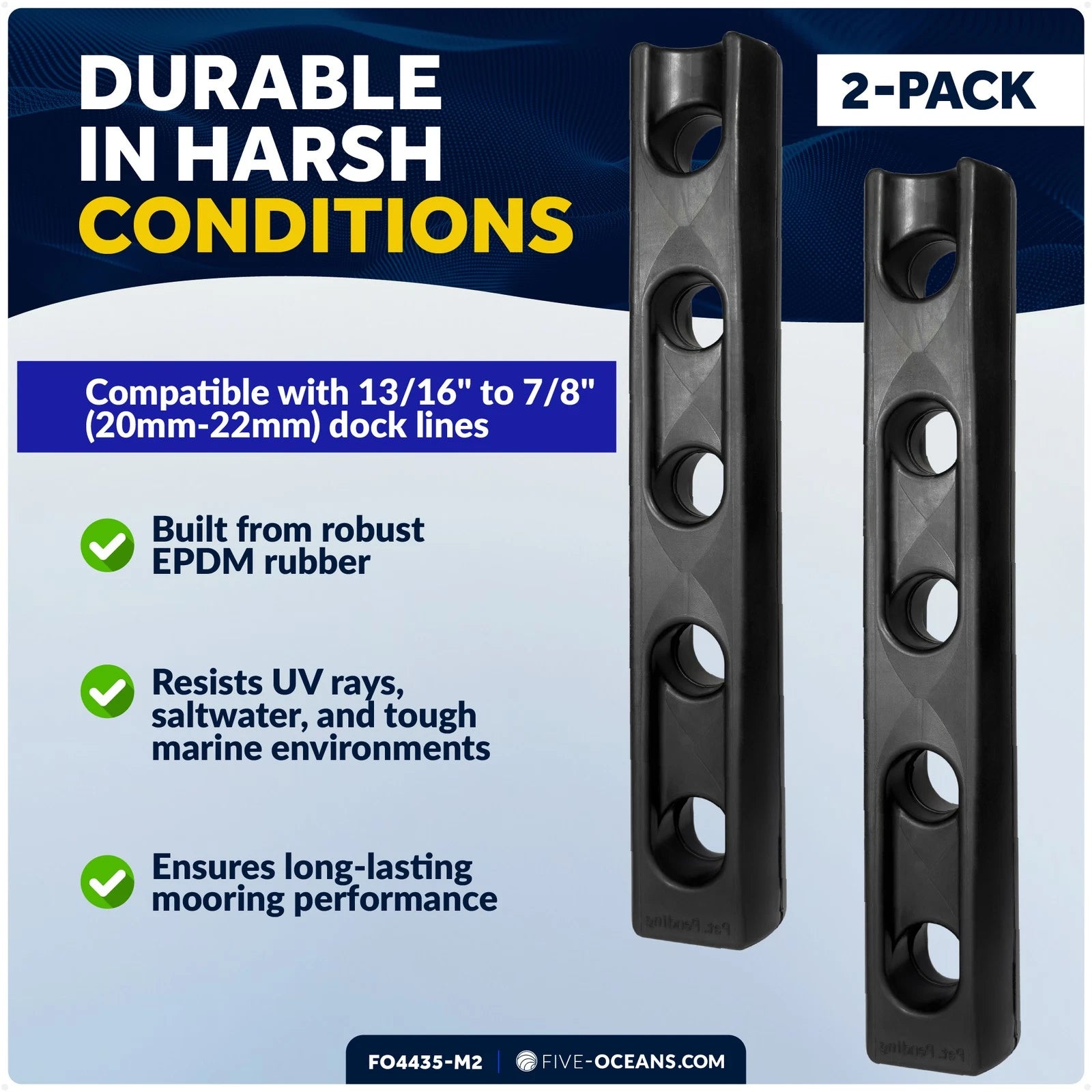 2-Pack Marine Rubber Boat Dock Line Snubbers for Boats (20mm-22mm)