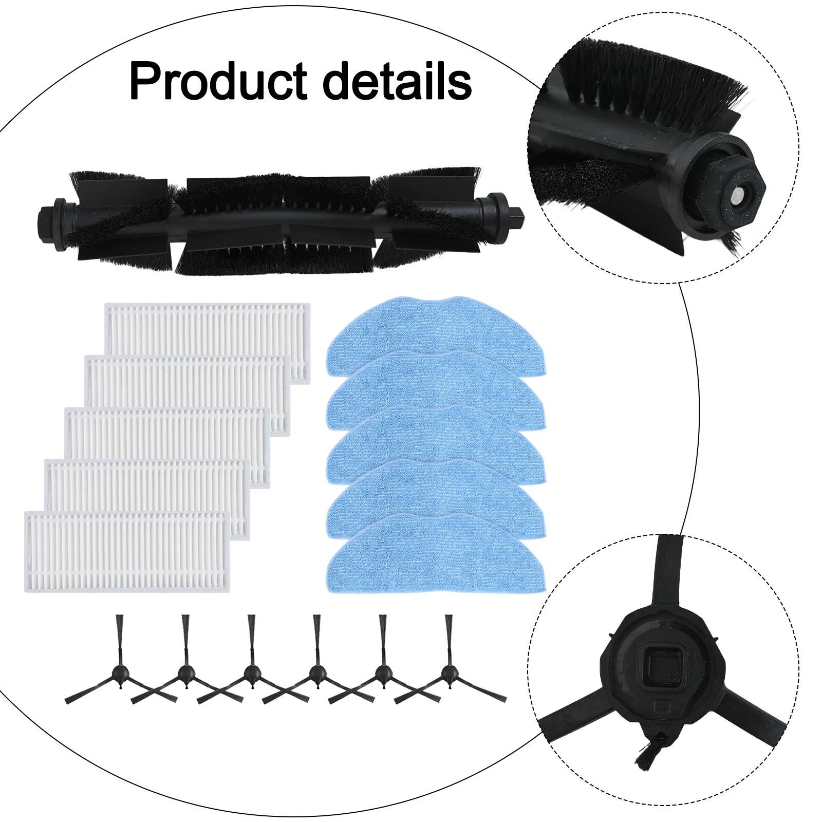 Main Side Brush Filter Mop Cloth for MEDION X10 SW