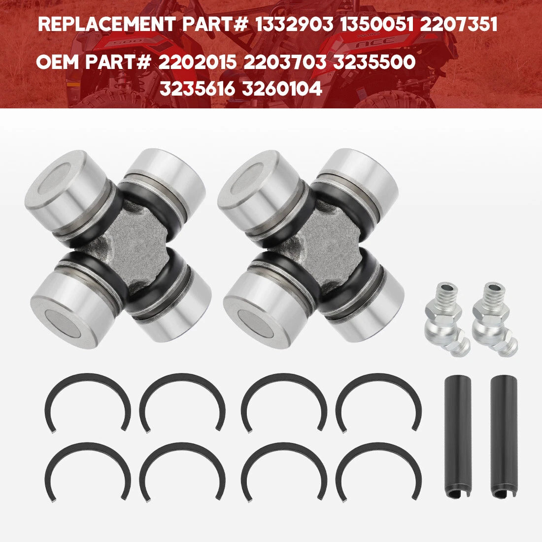 2X Front Prop Shaft U-Joint for Polaris Ranger 570/Crew 570 (2014–2023)