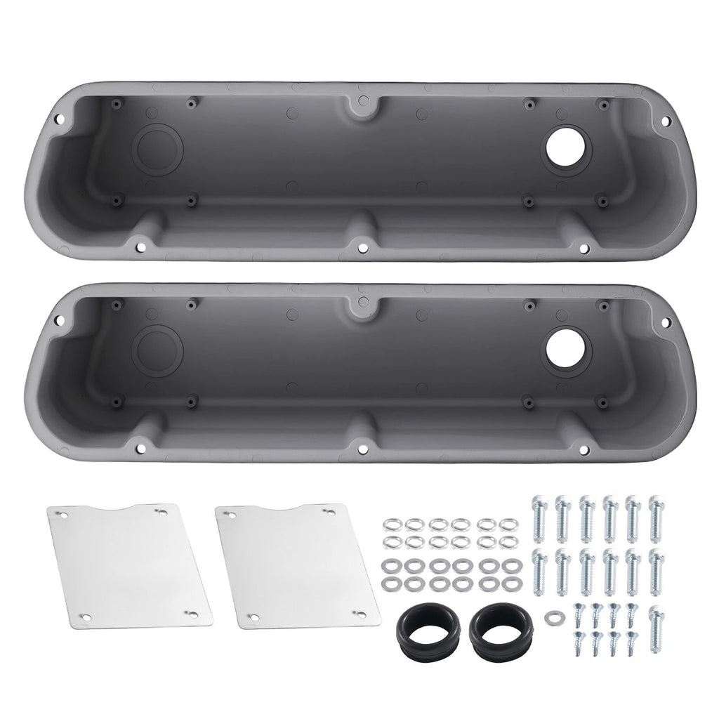 Aluminum Finned Valve Cover Set for Ford 289 302 351W (1962–1985) Black